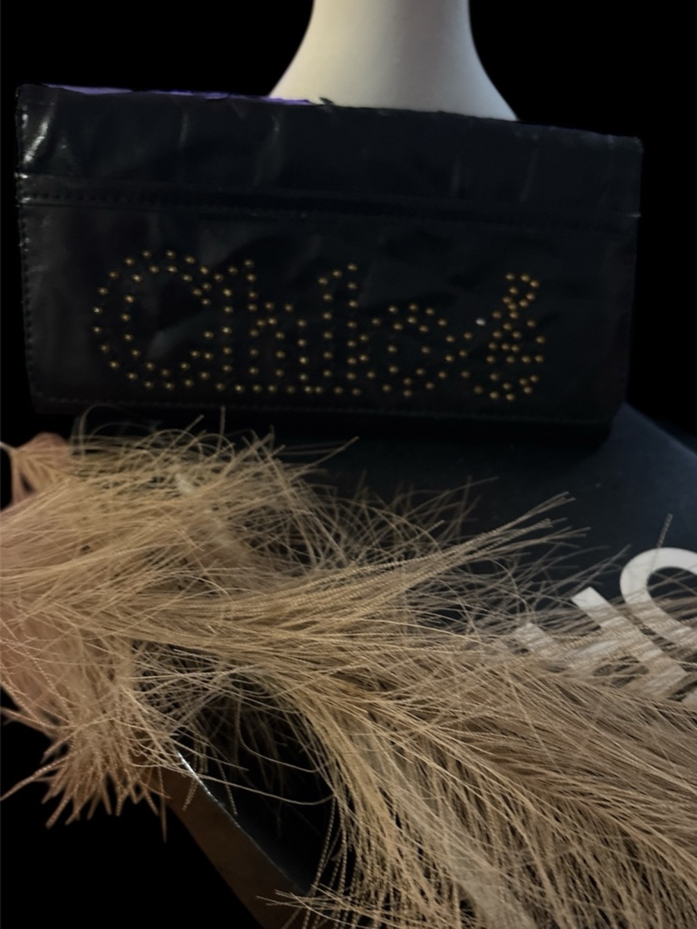 Vintage Chloé Black Leather Studded Logo Wallet